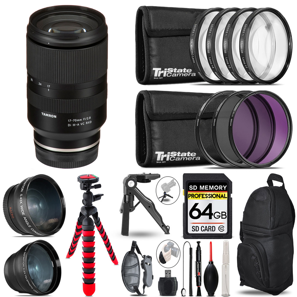 17-70mm f/2.8 III RXD Lens for FUJIFILM -3 Lenses+ Tripod +Backpack -64GB *FREE SHIPPING*