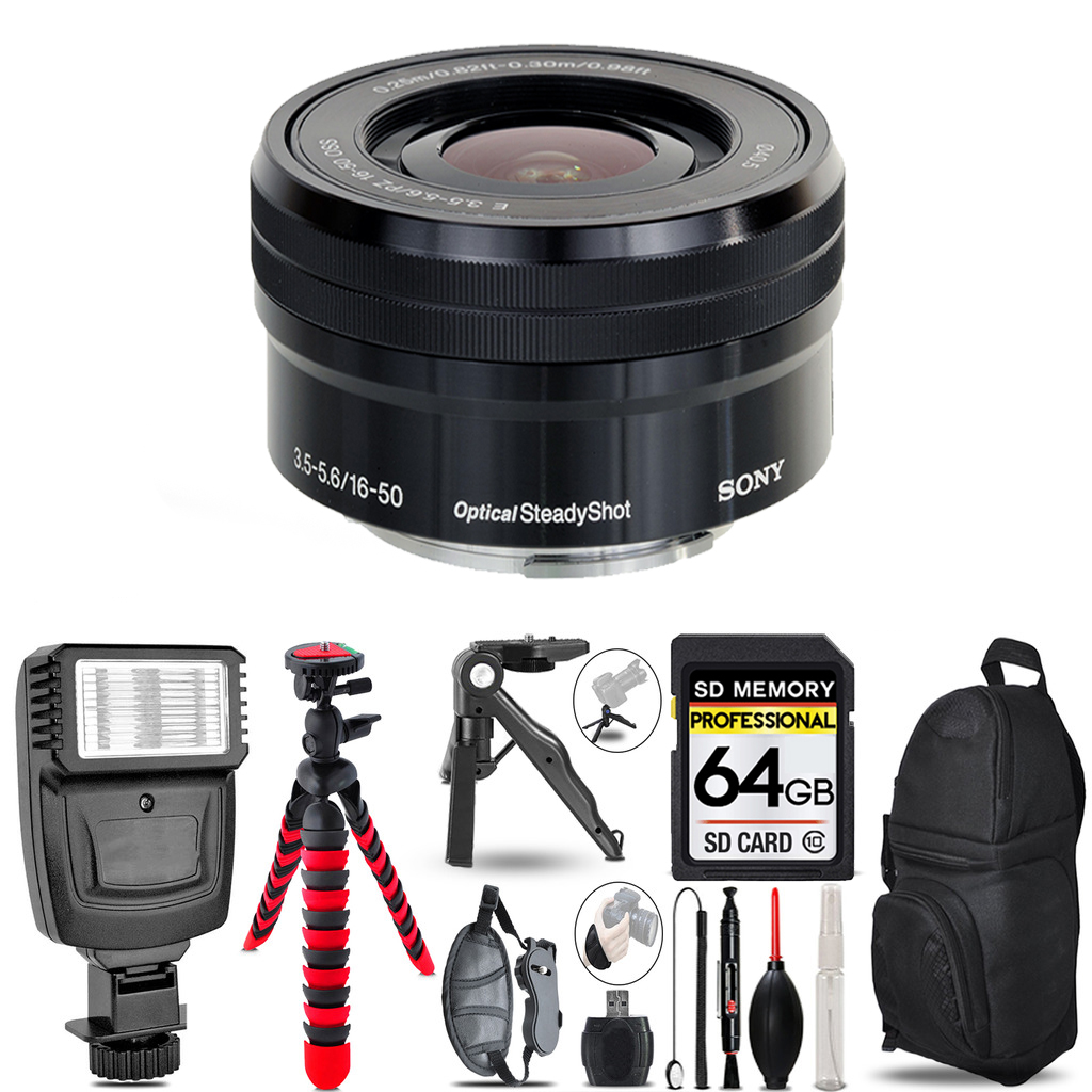 E PZ 16-50mm f/3.5-5.6  Lens + Slave Flash + Tripod - 64GB Accessory Bundle *FREE SHIPPING*