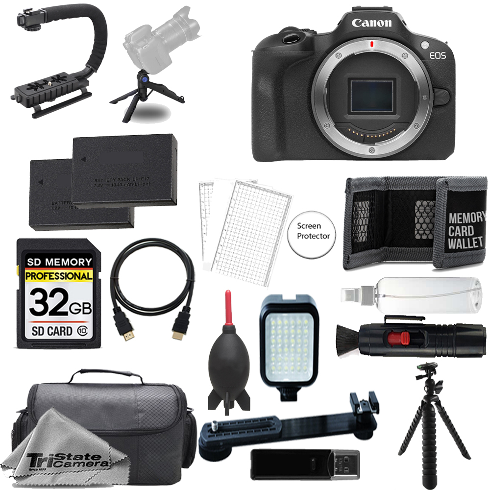EOS R100 Mirrorless Camera +32GB +Extra Battery+LED Flash- ULTIMATE Kit *FREE SHIPPING*
