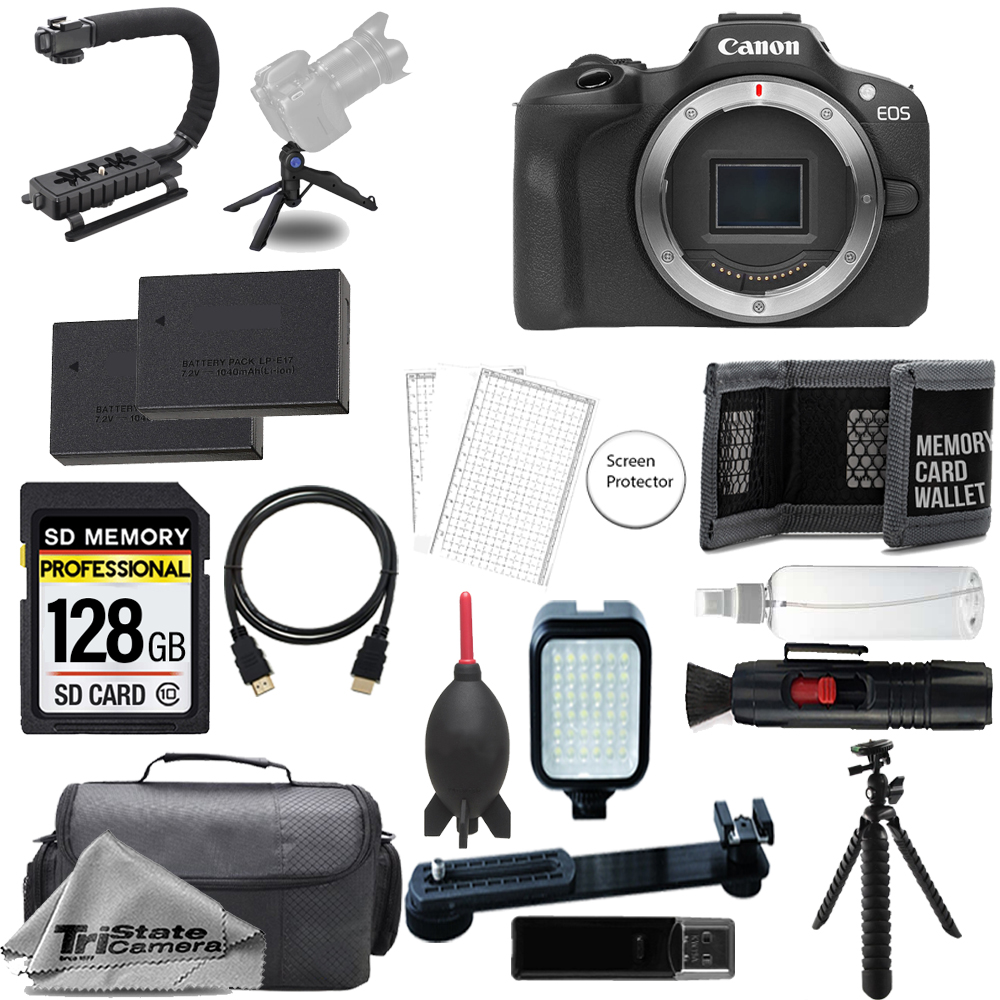 EOS R100 Mirrorless Camera +128GB +Extra Battery+LED Flash-ULTIMATE Kit *FREE SHIPPING*
