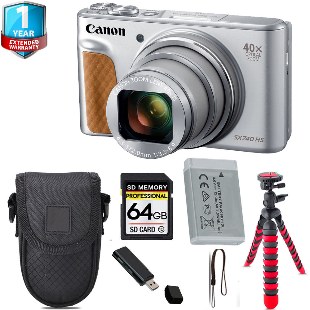 PowerShot SX740 HS Digital Camera Silver + Tripod + 1 Yr Warranty-64GB Kit *FREE SHIPPING*