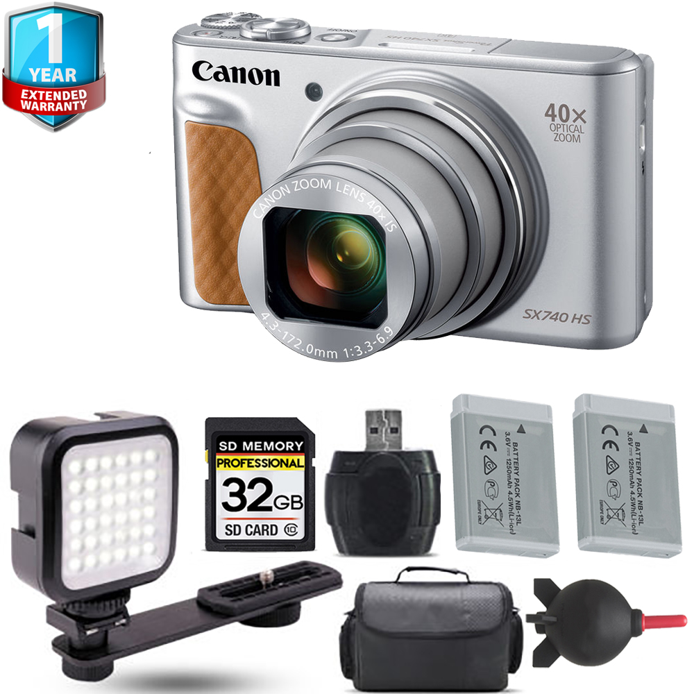 PowerShot SX740 HS Digital Camera Silver +Extra Battery +LED+1 Yr Warranty *FREE SHIPPING*