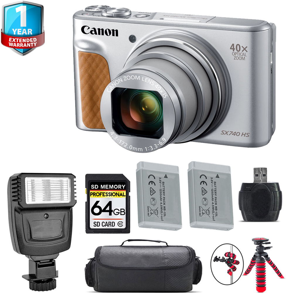 PowerShot SX740 HS Digital Camera Silver +1 Yr Warranty + Flash - 64GB Kit *FREE SHIPPING*