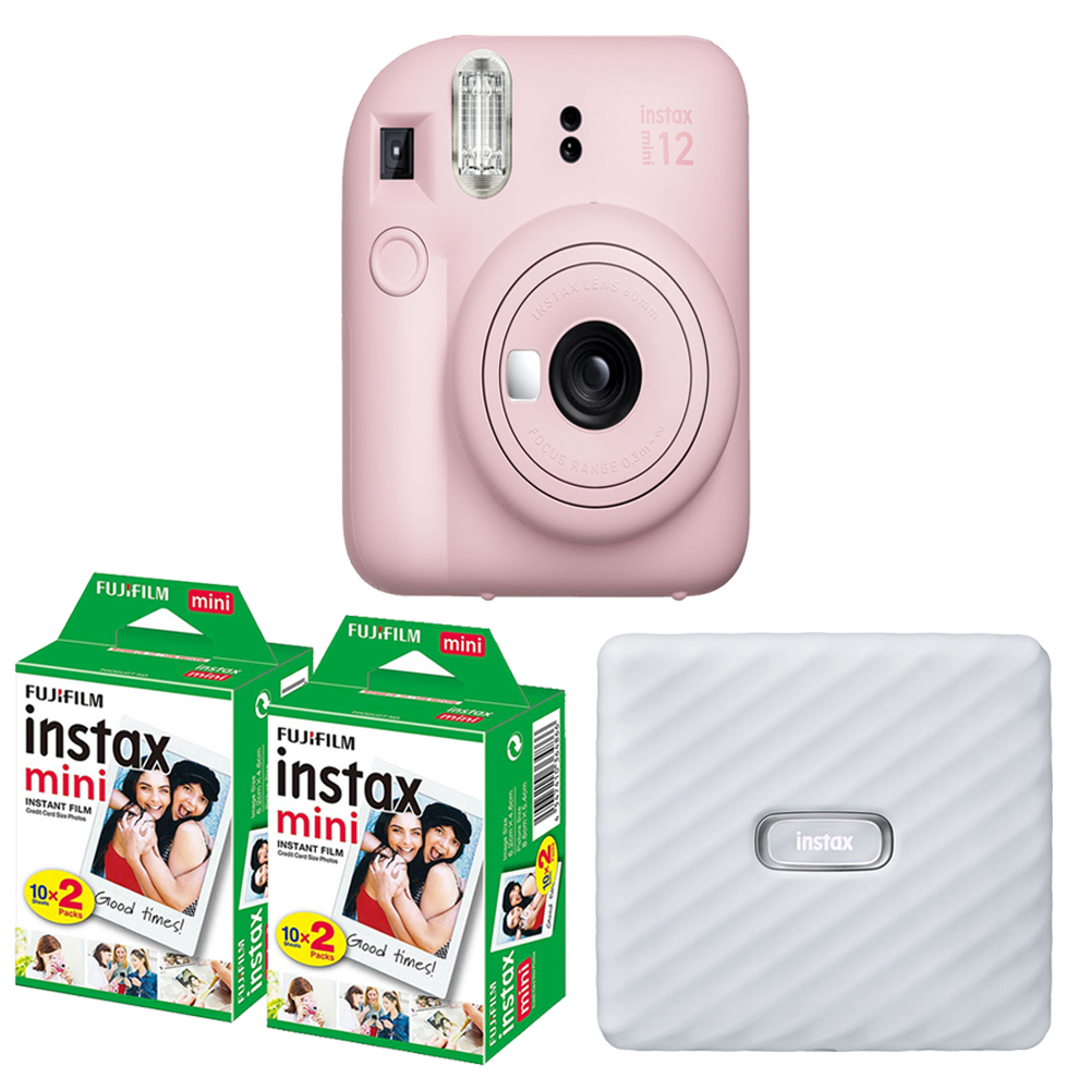 INSTAX MINI 12 Film Camera Pink+Mini Film White Printer Kit -2 Pack *FREE SHIPPING*