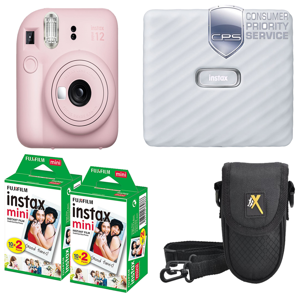 INSTAX MINI 12 Camera Pink +Case + Mini White Printer (2 Pack)+ 1YR WTY *FREE SHIPPING*