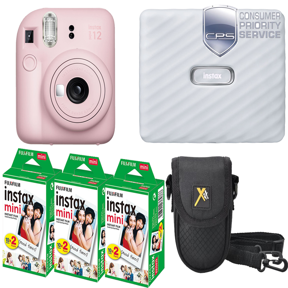 INSTAX MINI 12 Camera Pink +Case + Mini White Printer(3 Pack)+ 1YR WTY *FREE SHIPPING*