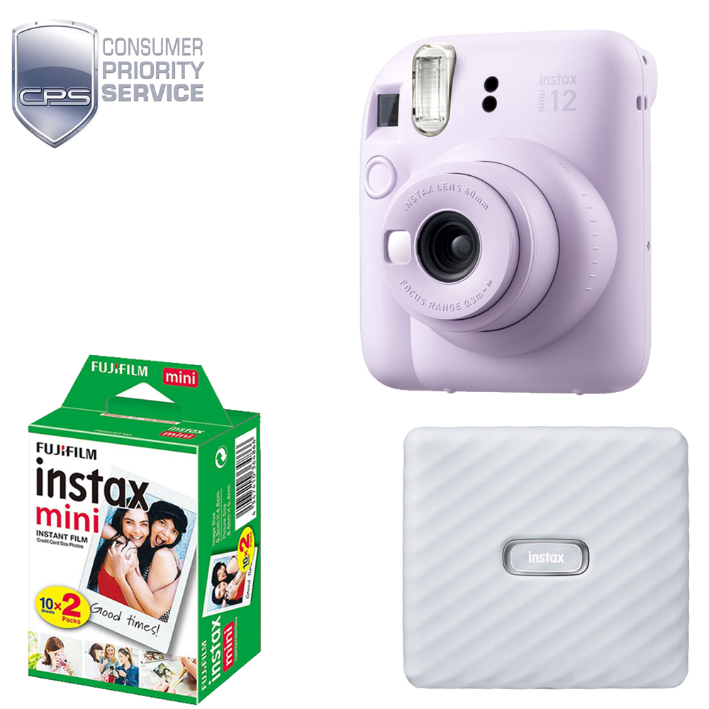 INSTAX MINI 12 Film Camera Purple +Mini Film White Printer Kit+ 1YR WTY *FREE SHIPPING*