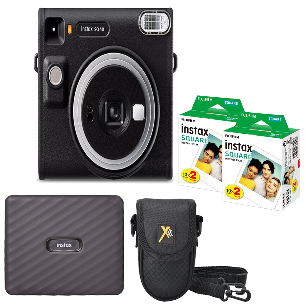 Instax Square SQ40  Camera (Black)+Case+Mini Film  Printer Kit -2 Pack *FREE SHIPPING*