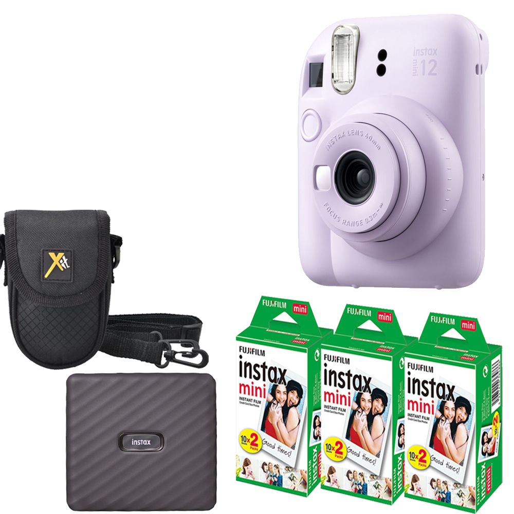 INSTAX MINI 12 Film Camera Purple+Case +Mini Film  Printer Kit -3 Pack *FREE SHIPPING*