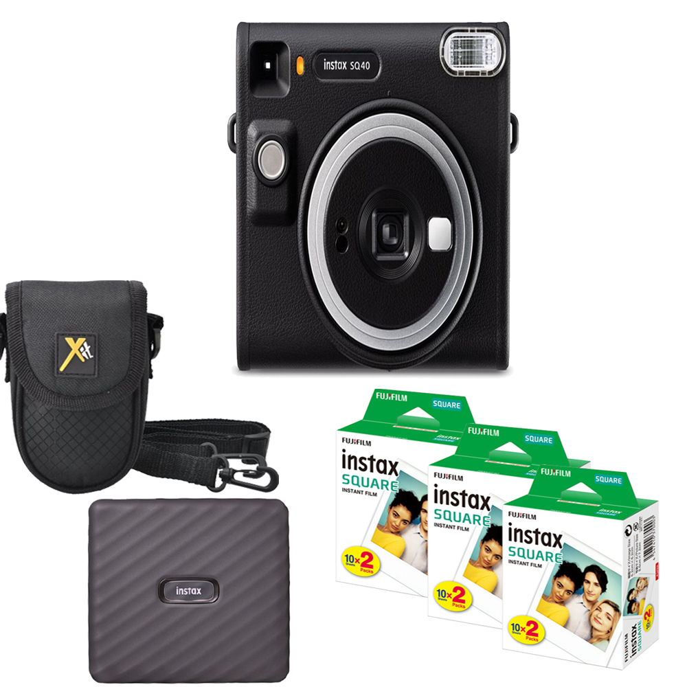 Instax Square SQ40  Camera (Black)+Case +Mini Film  Printer Kit -3 Pack *FREE SHIPPING*