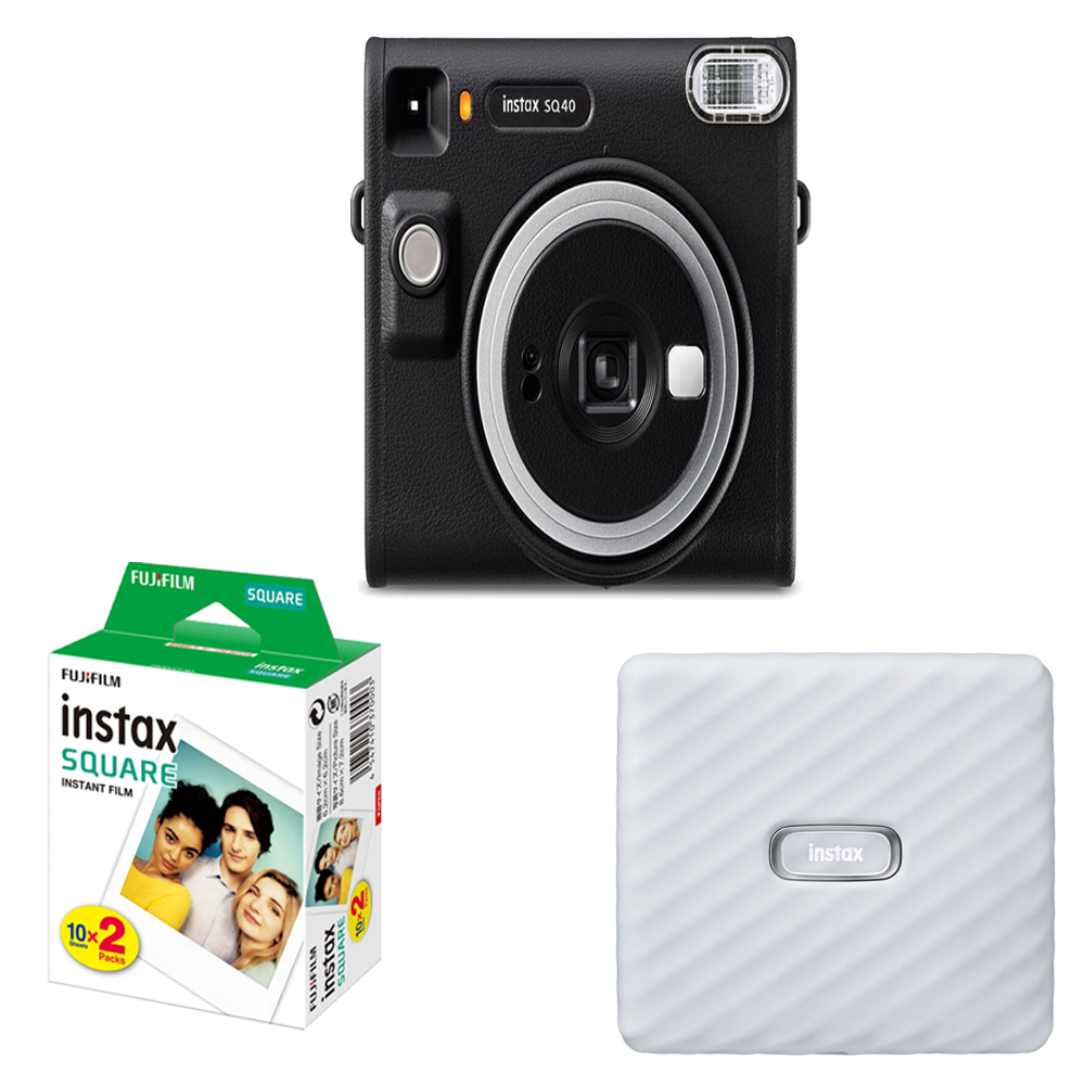 Instax Square SQ40  Camera (Black)+Mini Film White Printer Kit -1 Pack *FREE SHIPPING*