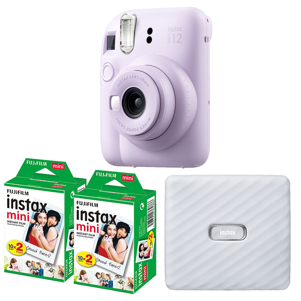 INSTAX MINI 12 Film Camera Purple+Mini Film White Printer Kit -2 Pack *FREE SHIPPING*