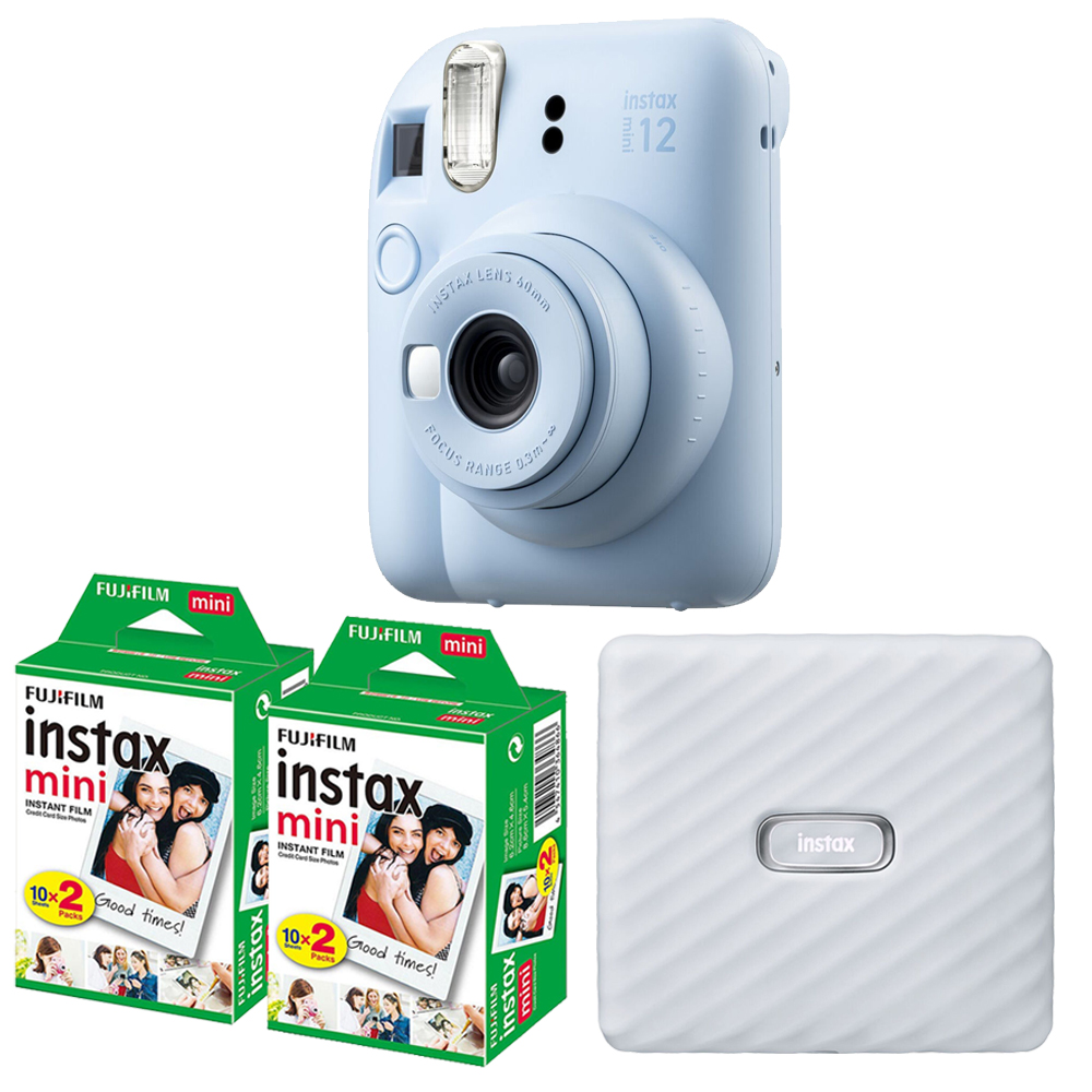 INSTAX MINI 12 Film Camera Blue+Mini Film White Printer Kit -2 Pack *FREE SHIPPING*