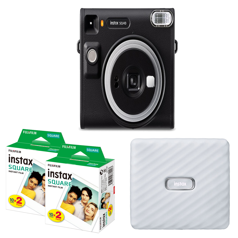 Instax Square SQ40  Camera (Black)+Mini Film White Printer Kit -2 Pack *FREE SHIPPING*