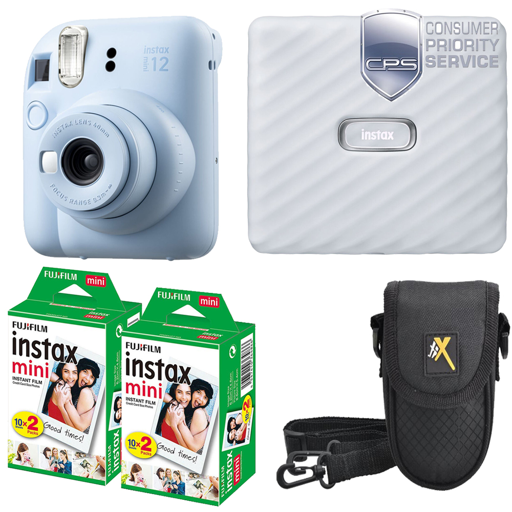 INSTAX MINI 12 Camera Blue +Case + Mini White Printer(2 Pack)+1YR WTY *FREE SHIPPING*
