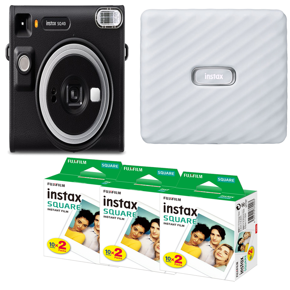 Instax Square SQ40  Camera (Black)+Mini Film White Printer Kit -3 Pack *FREE SHIPPING*