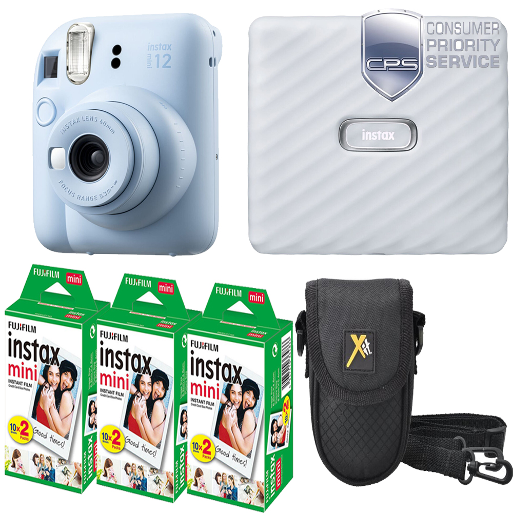 INSTAX MINI 12 Camera Blue +Case + Mini White Printer(3 Pack)+1YR WTY *FREE SHIPPING*