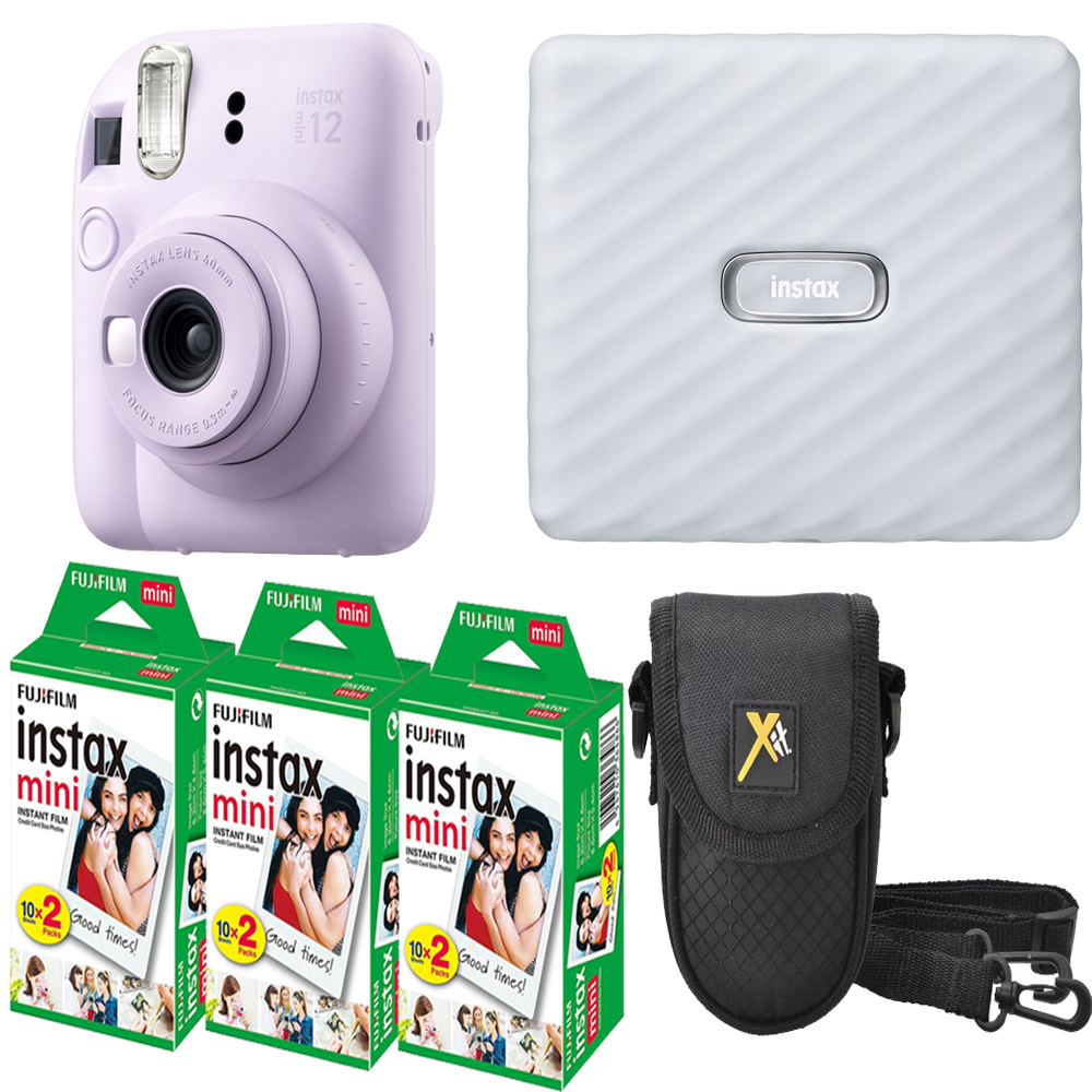 INSTAX MINI 12 Film Camera Purple+Case +Film White Printer Kit -3 Pack *FREE SHIPPING*