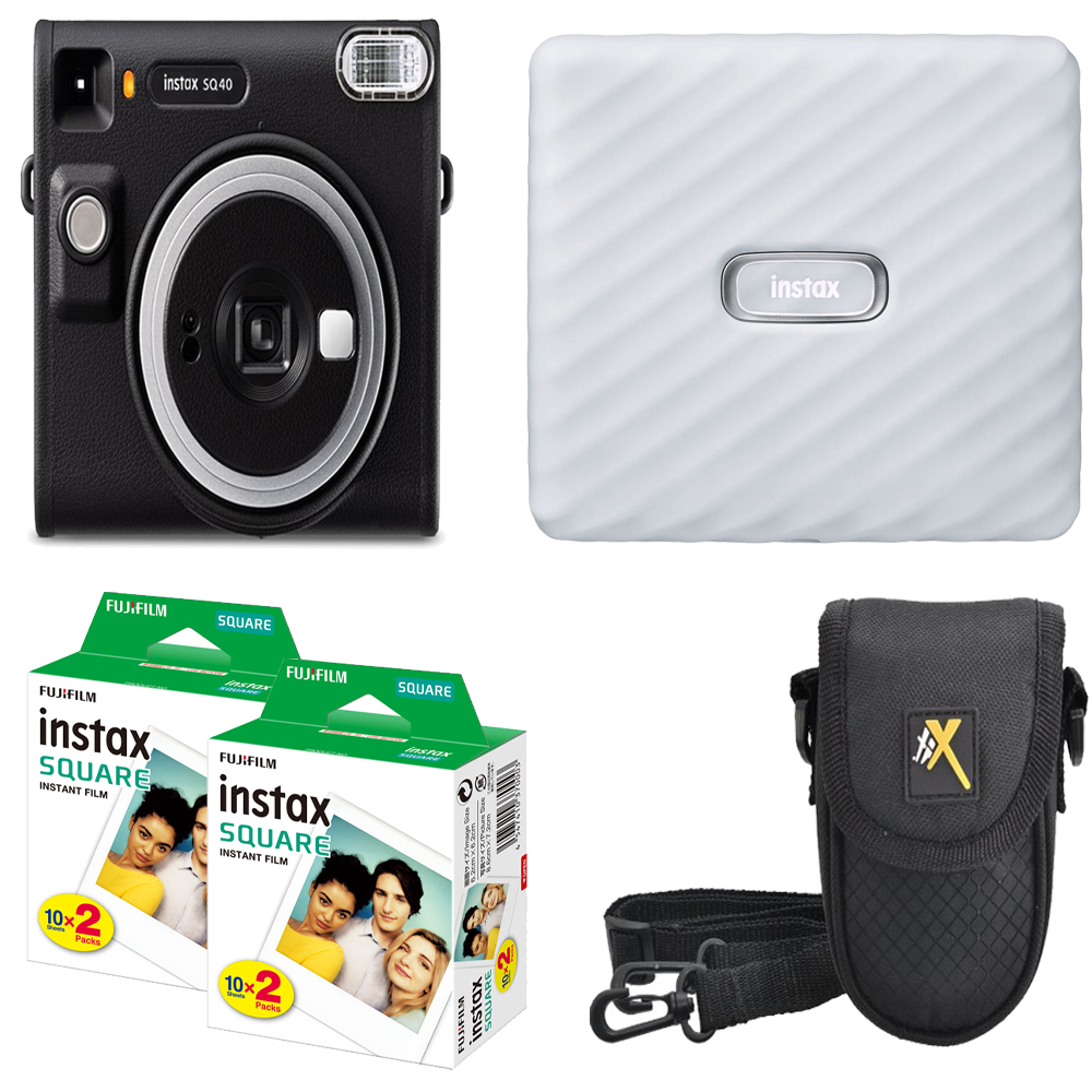 Instax Square SQ40 Camera (Black)+Case+Film White Printer Kit -2 Pack *FREE SHIPPING*