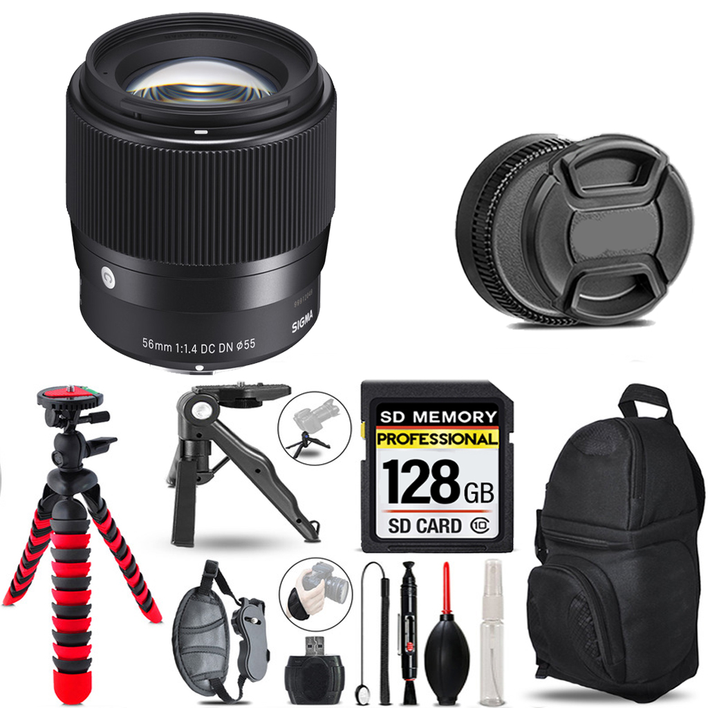 56mm f/1.4 DC DN Lens for Sony E +Tripod+Backpack-128GB Accessory Bundle *FREE SHIPPING*