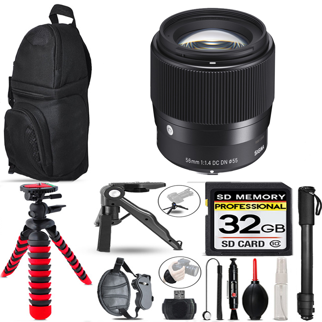 56mm f/1.4 DC DN Lens for Sony E  + Tripod +Backpack-32GB Special Bundle *FREE SHIPPING*