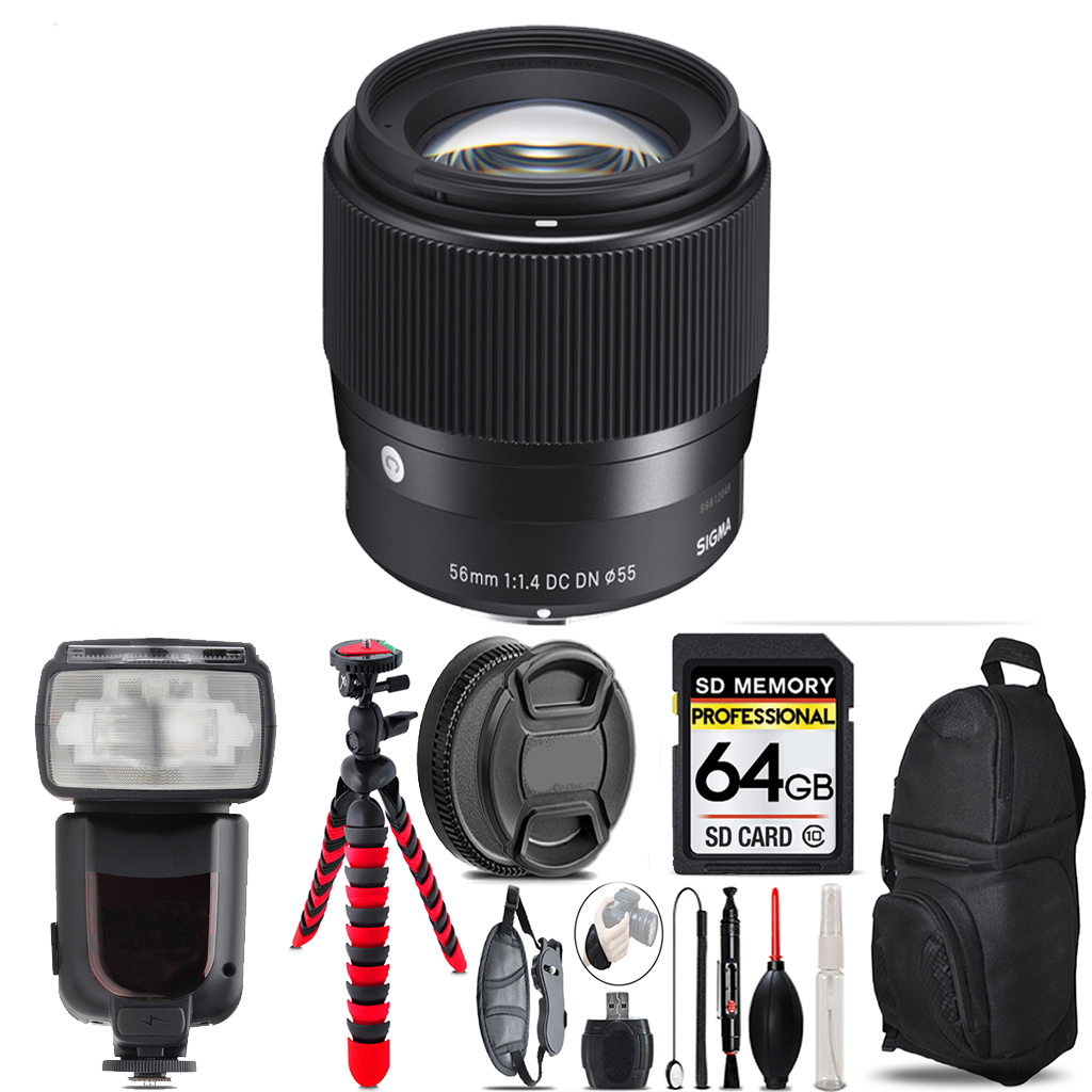 56mm f/1.4 DC DN Contemporary Lens for Sony E + Special Bundle- 64GB Kit *FREE SHIPPING*