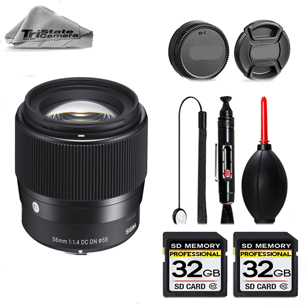 56mm f/1.4 DC DN Contemporary Lens for Sony E  + 64GB STORAGE BUNDLE KIT *FREE SHIPPING*