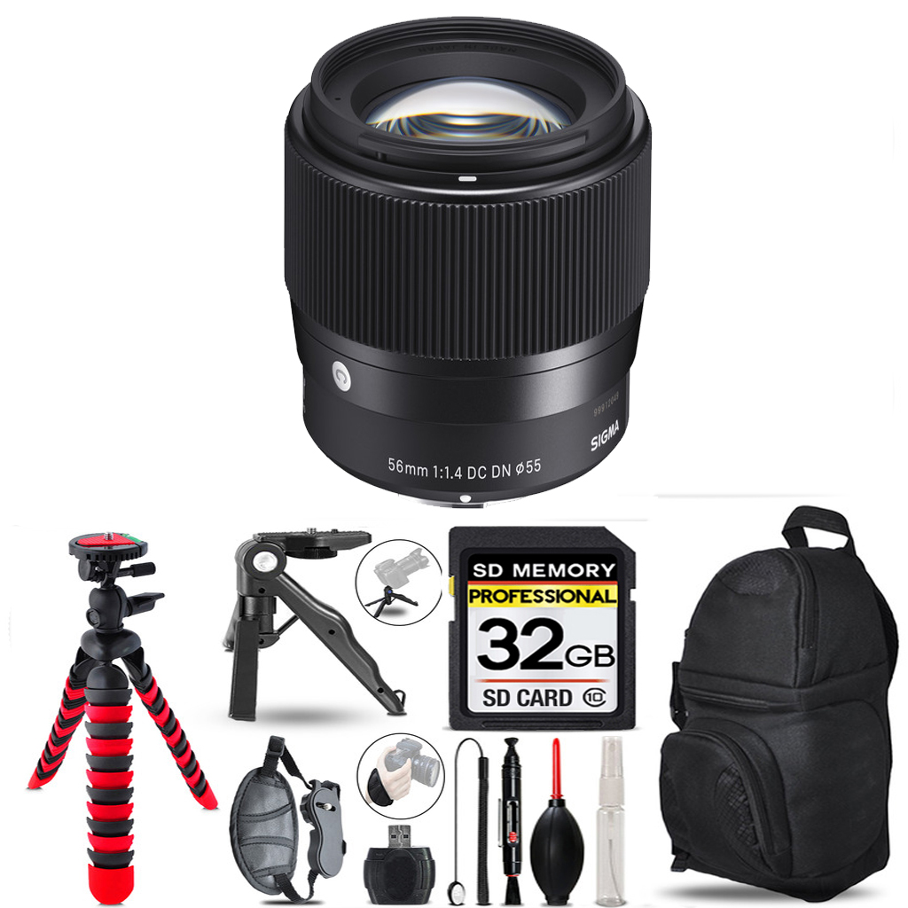 56mm f/1.4 DC DN Lens for Sony E + Tripod +Backpack-32GB Accessory Bundle *FREE SHIPPING*