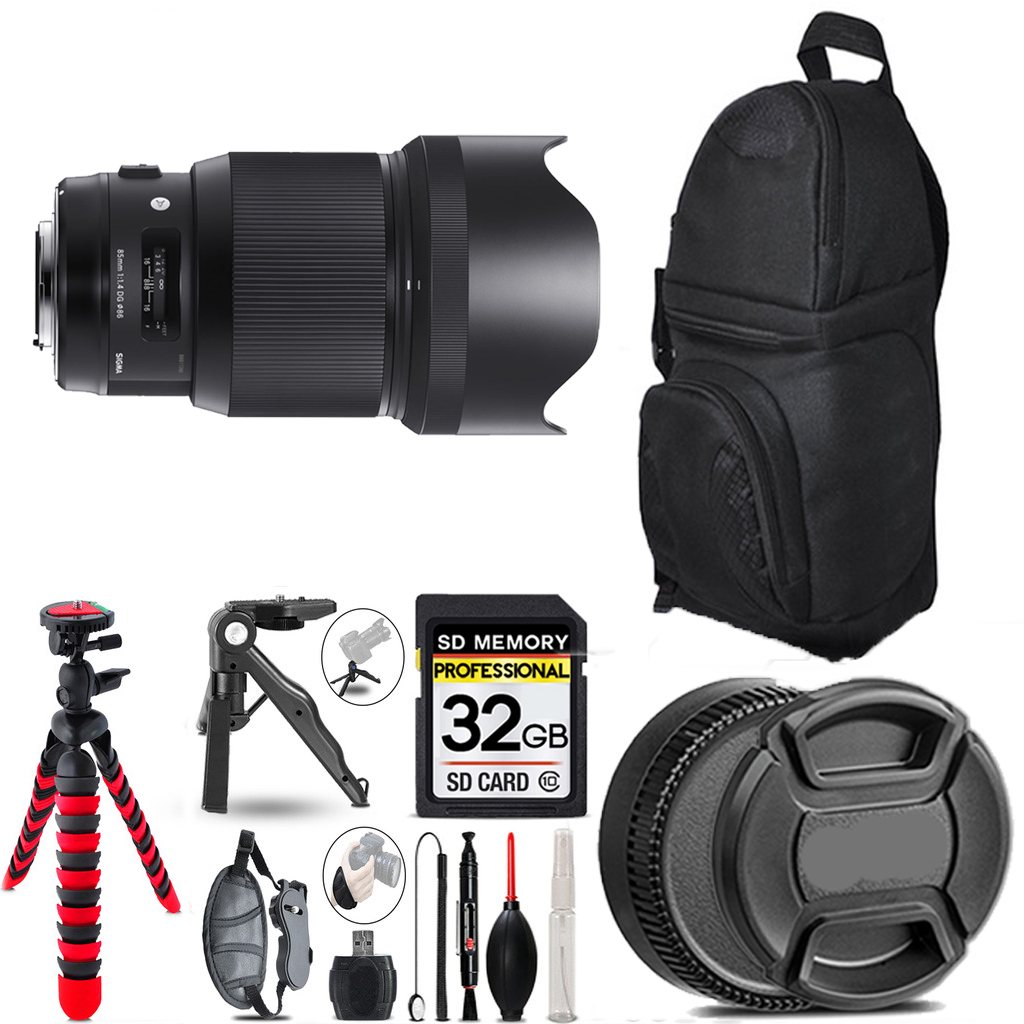 85mm f/1.4 DG HSM Lens for Nikon F+ Tripod+Backpack -32GB Accessory Bundle *FREE SHIPPING*