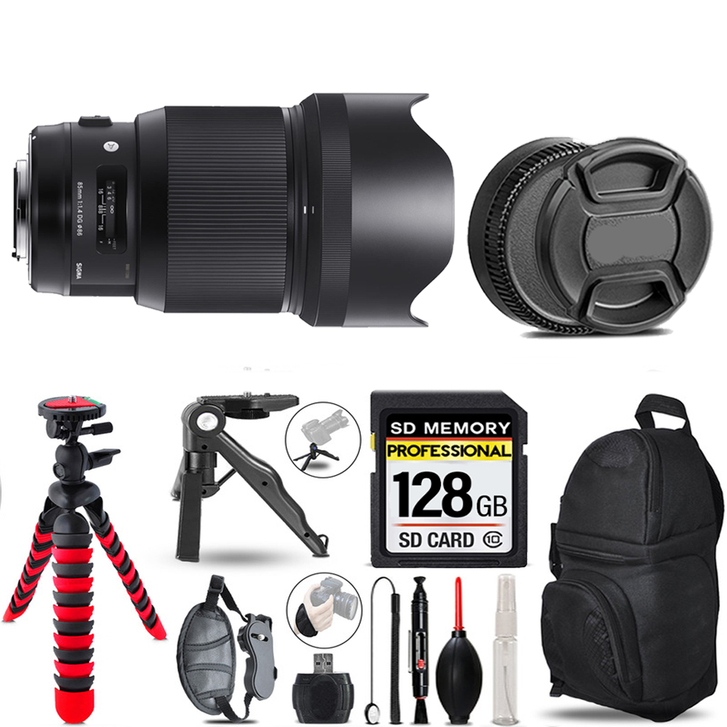 85mm f/1.4 DG HSM Lens for Nikon F+Tripod+Backpack-128GB Accessory Bundle *FREE SHIPPING*
