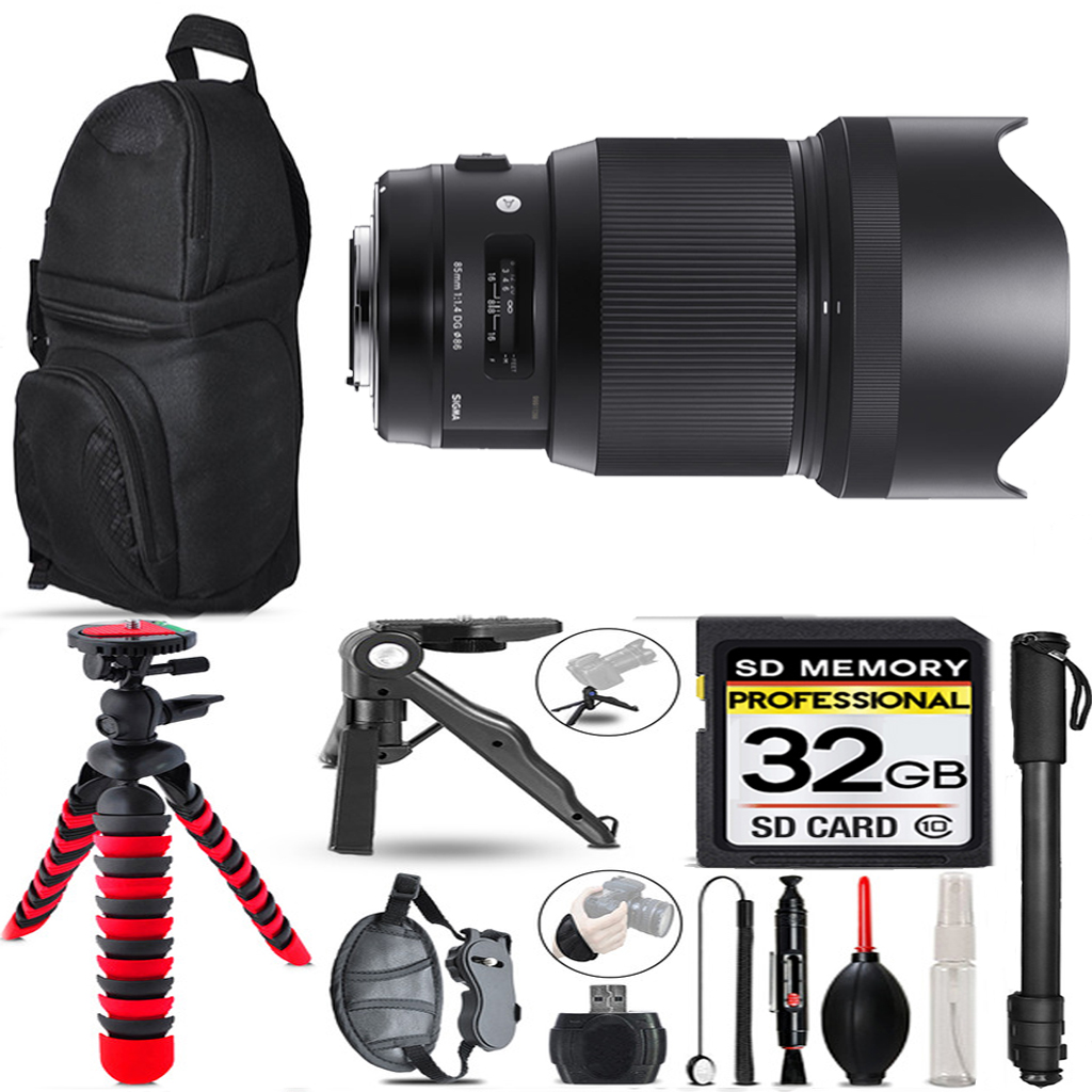 85mm f/1.4 DG HSM Lens for Nikon F + Tripod +Backpack-32GB Special Bundle *FREE SHIPPING*