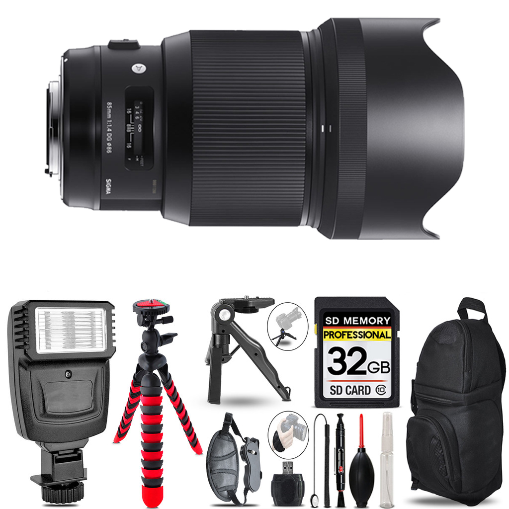 85mm f/1.4 DG HSM Lens for Nikon F-Slave Flash+Tripod-32GB AccessoryBundle *FREE SHIPPING*