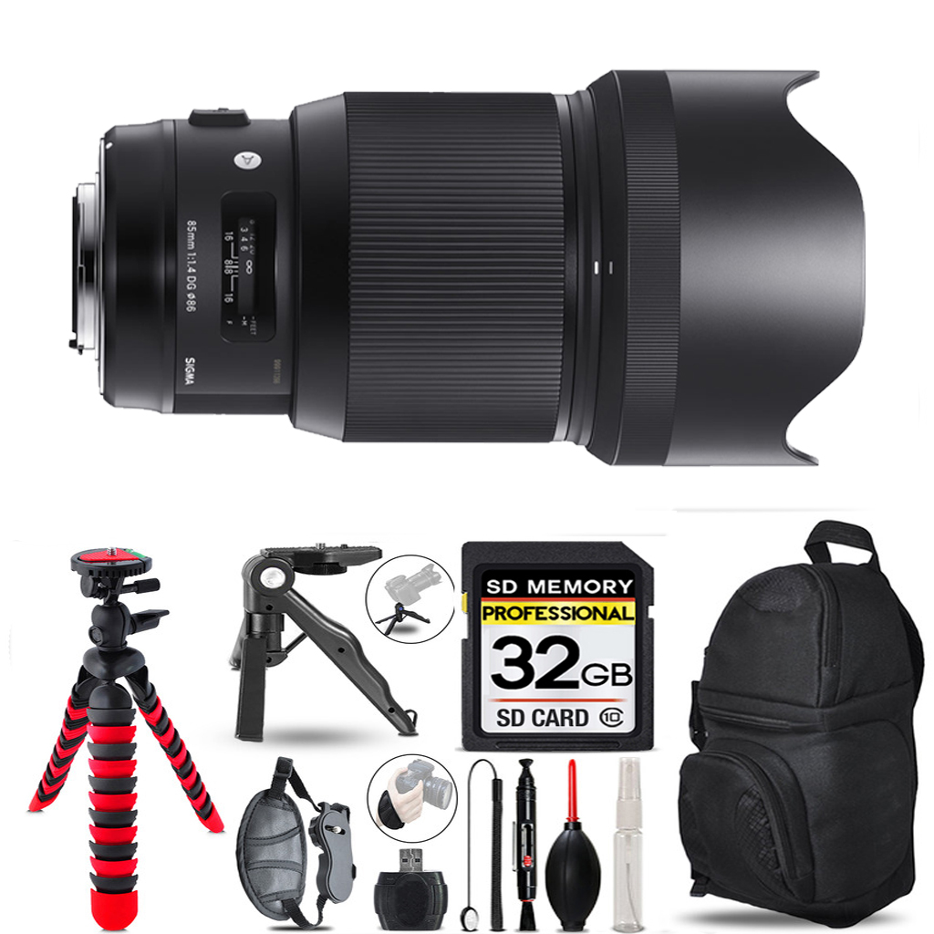85mm f/1.4 DG HSM Lens for Nikon F+ Tripod +Backpack-32GB Accessory Bundle *FREE SHIPPING*