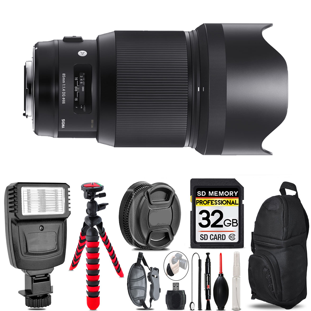 85mm f/1.4 DG HSM Lens for Nikon F +Flash+Tripod & More-32GB Accessory Kit *FREE SHIPPING*