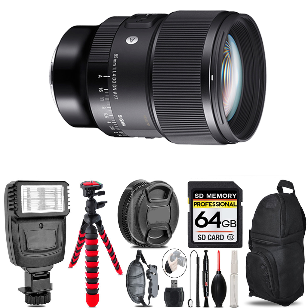 85mm f/1.4 DG DN Art Lens for Sony+Flash+Tripod & More -64GB Accessory Kit *FREE SHIPPING*