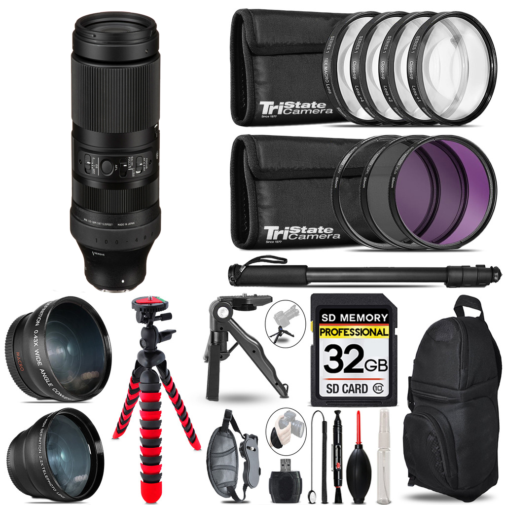 100-400mm f/5-6.3 DG DN OS Lens for Sony -3 Lenses+Tripod +Backpack -32GB *FREE SHIPPING*