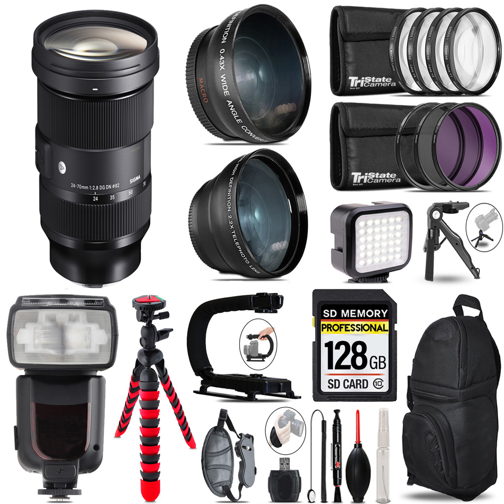 24-70mm f/2.8 DG DN Art Lens for Sony E+ LED Light + Tripod -128GB Kit *FREE SHIPPING*