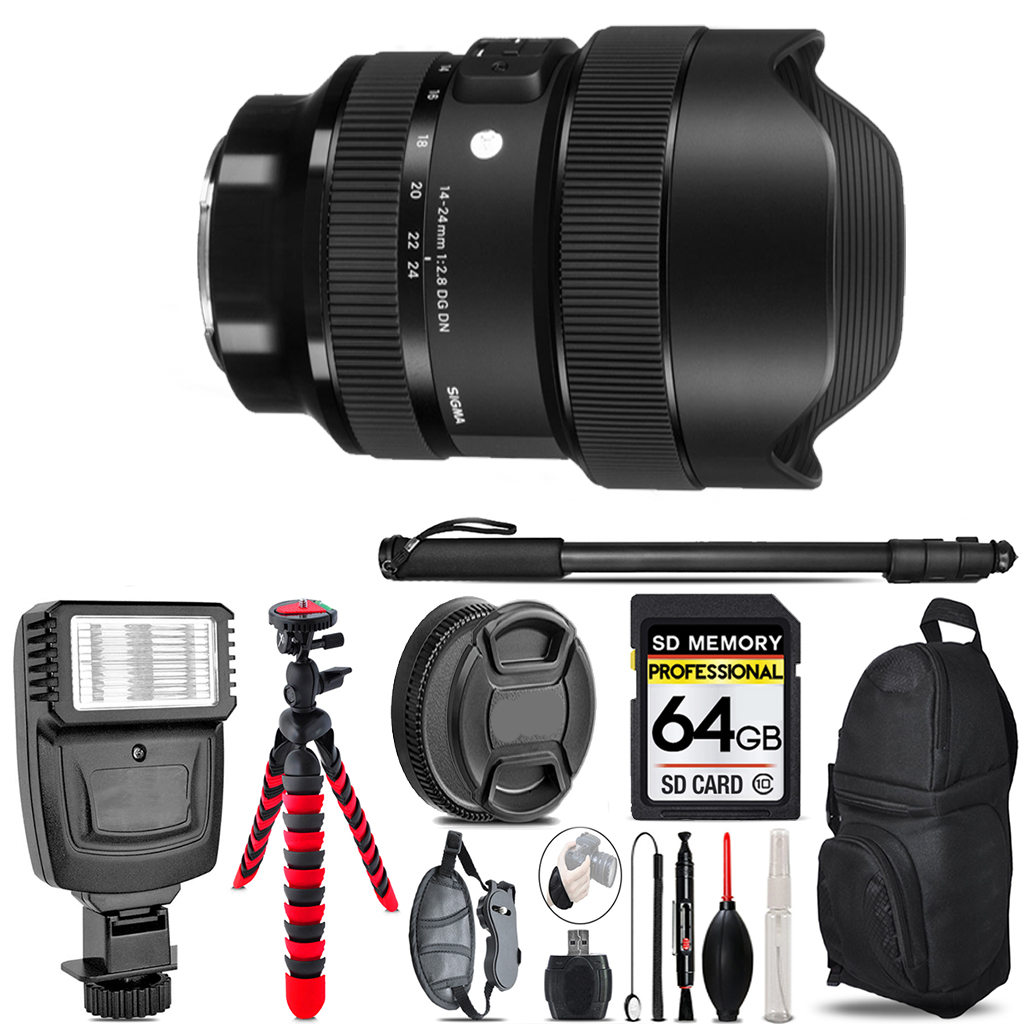 14-24mm f/2.8 DG DN Lens for Sony - Video Kit+Flash-64GB Accessory Bundle *FREE SHIPPING*