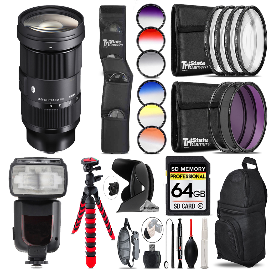 24-70mm f/2.8 DG DN Art Lens for Sony E+13 Piece Filter&More-64GB Kit *FREE SHIPPING*