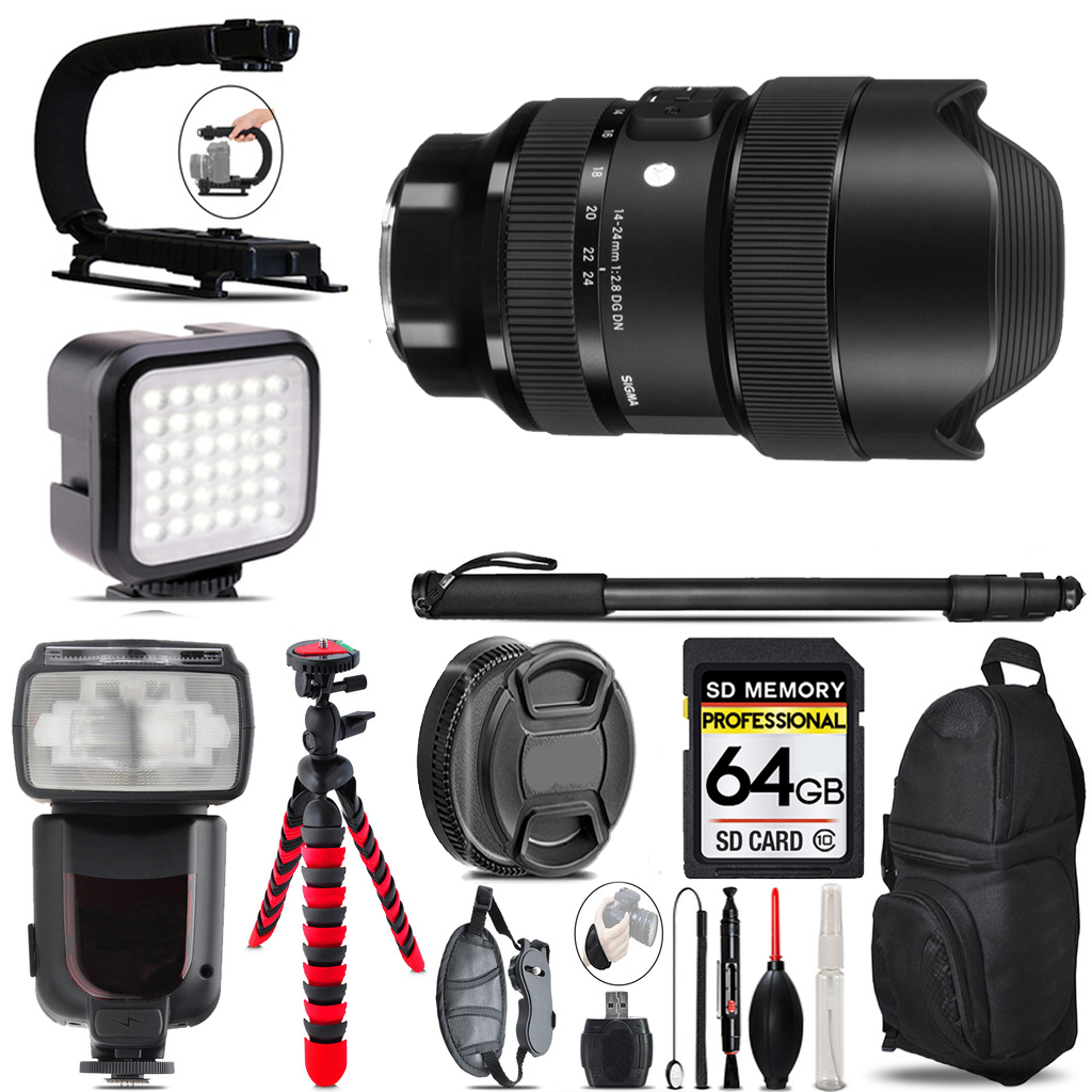 14-24mm f/2.8 DG DN Lens for Sony +LED Flash+ Bag - 64GB Accessory Bundle *FREE SHIPPING*