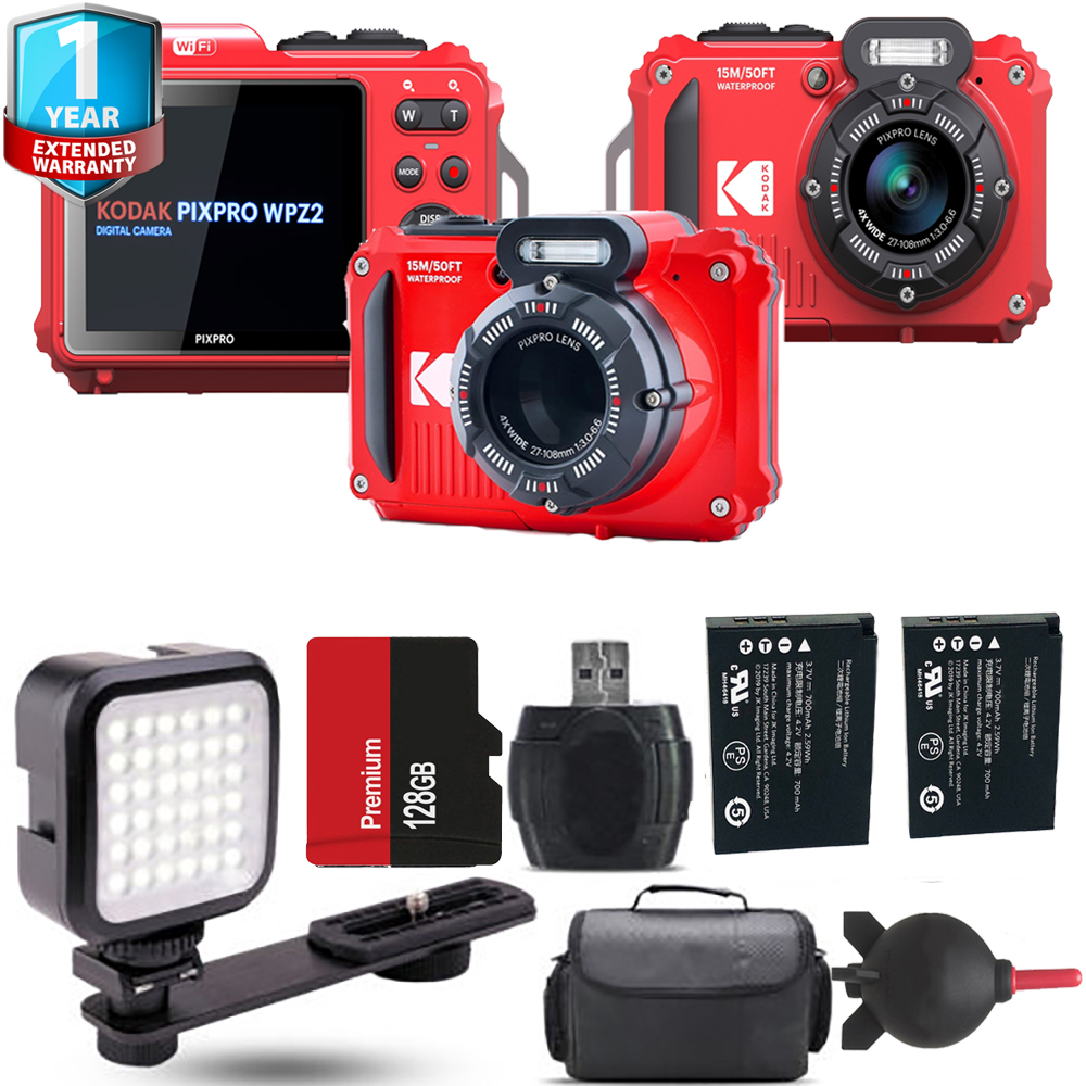 PIXPRO WPZ2 Digital Camera (Red) + Extra Battery + 1 Yr Warranty - 128GB *FREE SHIPPING*