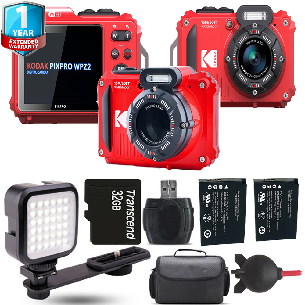 PIXPRO WPZ2 Digital Camera (Red) + Extra Battery + LED +1 Yr Warranty *FREE SHIPPING*