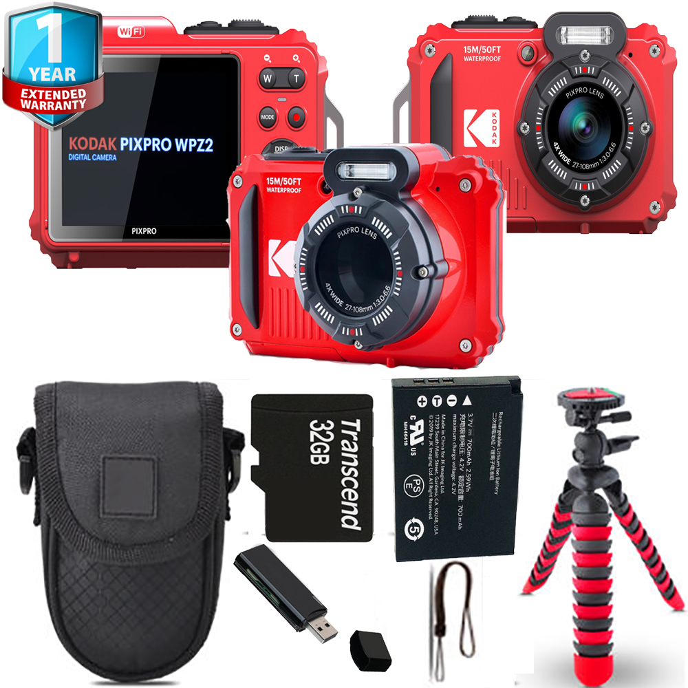 PIXPRO WPZ2 Digital Camera (Red) + Tripod + Case+ 1 Yr Warranty *FREE SHIPPING*