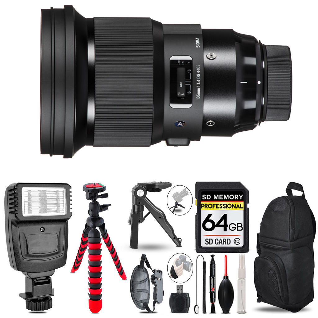105mm f/1.4 DG HSM Art Lens for Sony E - 64GB Accessory Bundle *FREE SHIPPING*