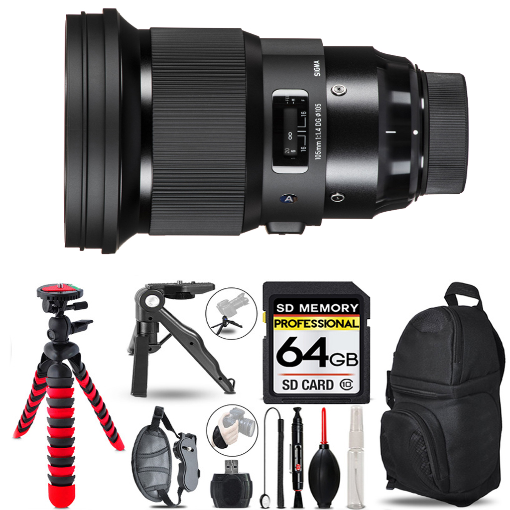 105mm f/1.4 DG Art Lens Sony E+ Tripod + Backpack - 64GB Accessory Bundle *FREE SHIPPING*