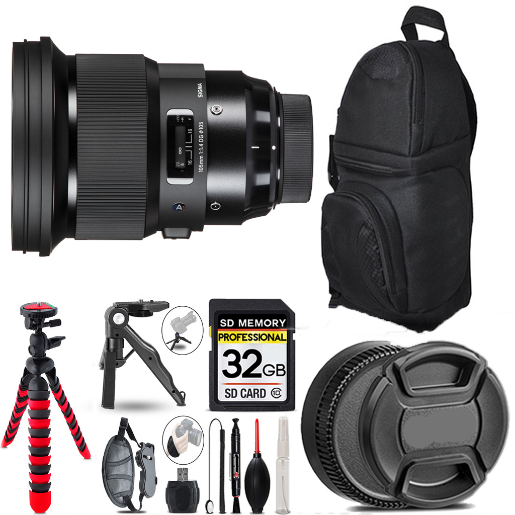 105mm f/1.4 DG Art Lens Sony E+ Tripod + Backpack - 32GB Accessory Bundle *FREE SHIPPING*
