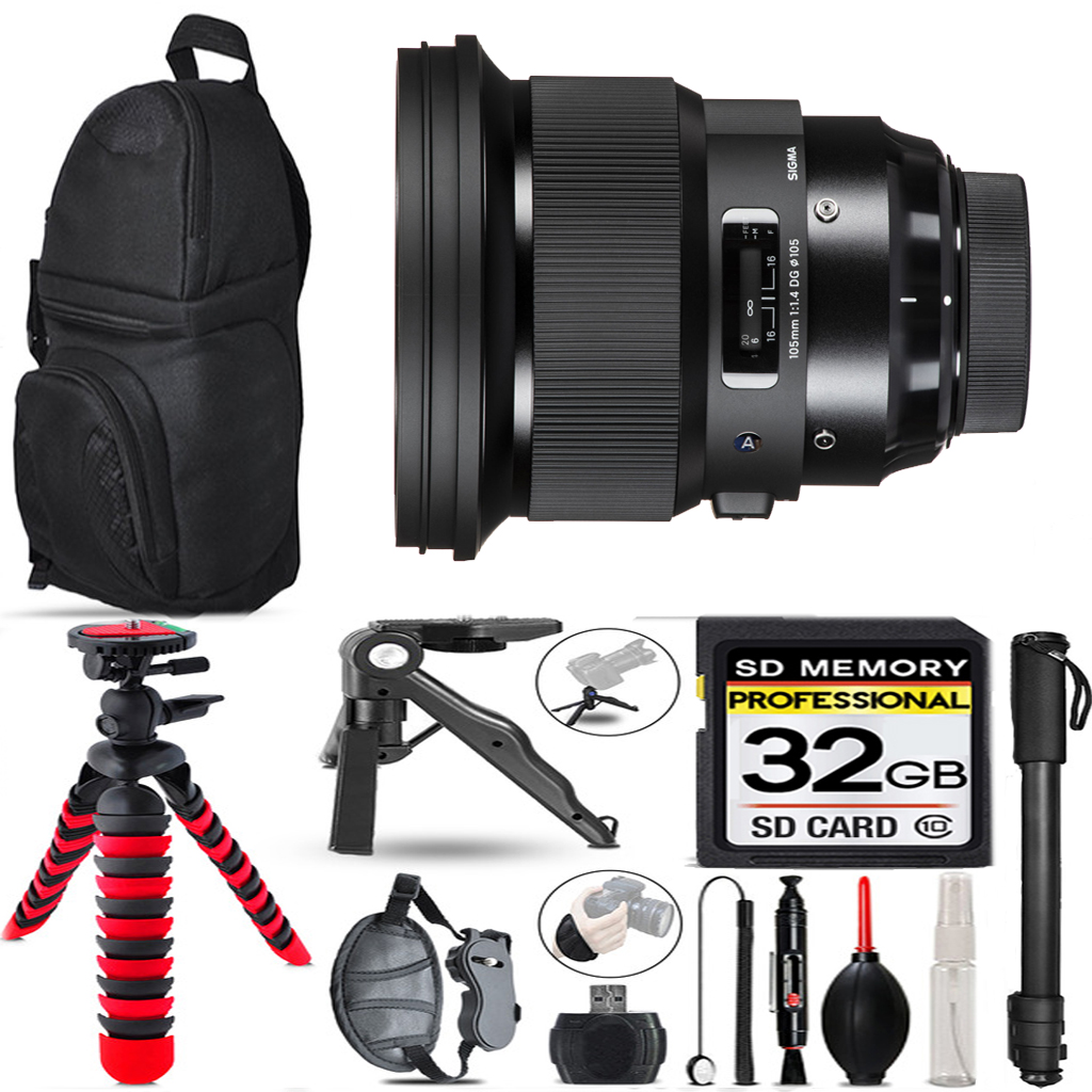 105mm f/1.4 DG HSM Art Lens Sony E+ Tripod + Backpack -32GB Special Bundle *FREE SHIPPING*