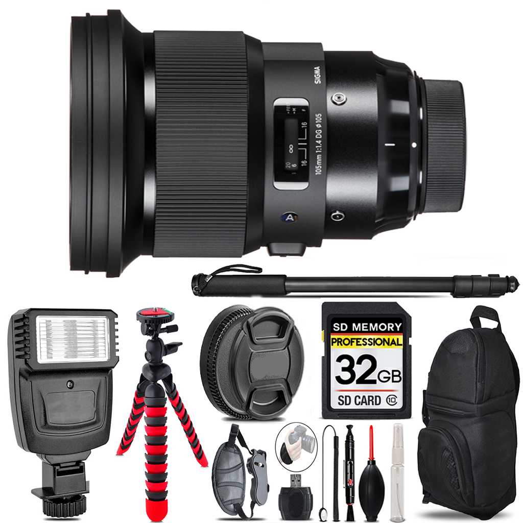 105mm f/1.4 DG HSM Art Lens for Sony E+ Flash - 32GB Accessory Kit *FREE SHIPPING*