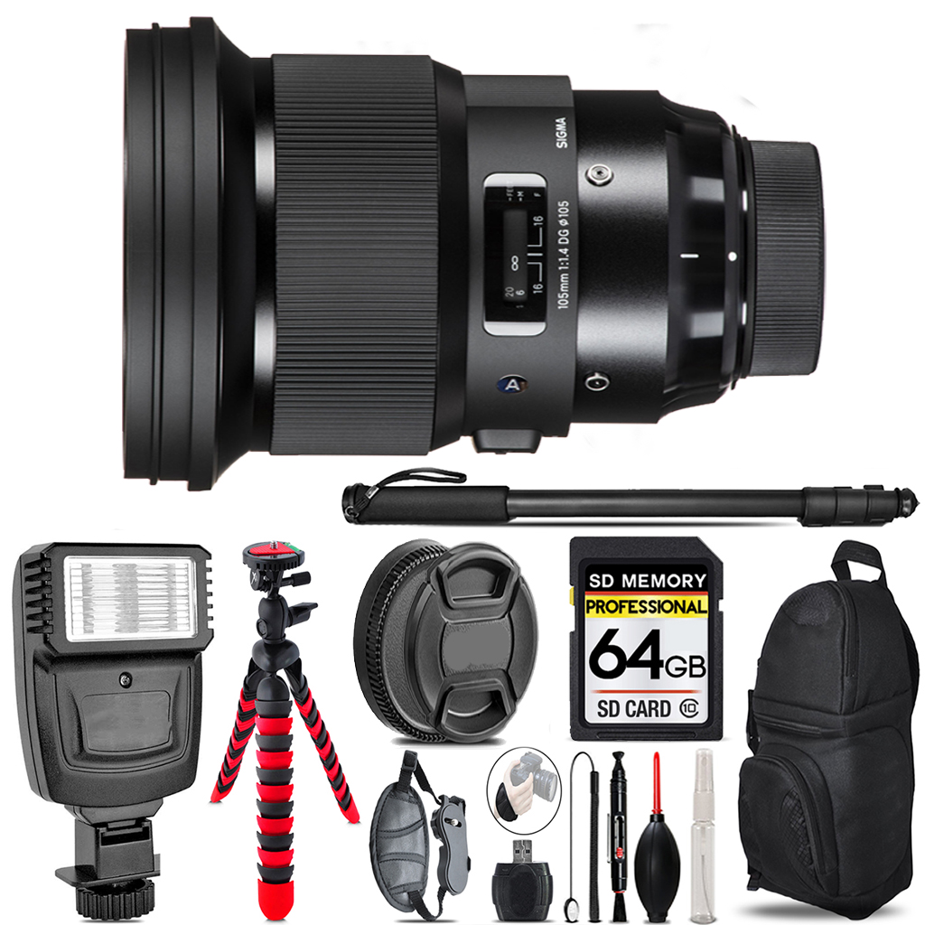 105mm f/1.4 DG Art Lens Sony E- Video Kit +  Flash - 64GB Accessory Bundle *FREE SHIPPING*