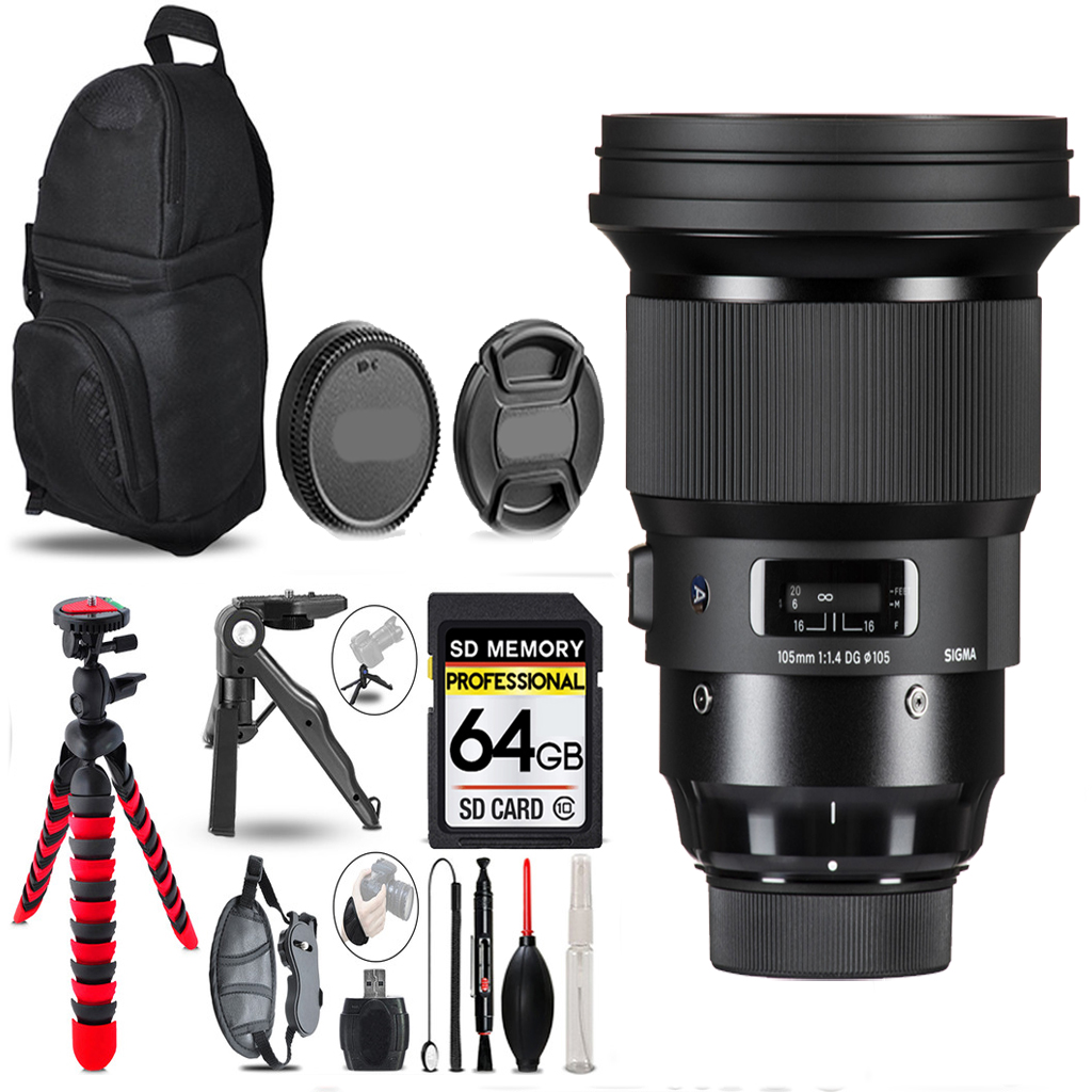105mm f/1.4 DG Art Lens Sony E-+ Tripod + Backpack - 64GB Accessory Bundle *FREE SHIPPING*